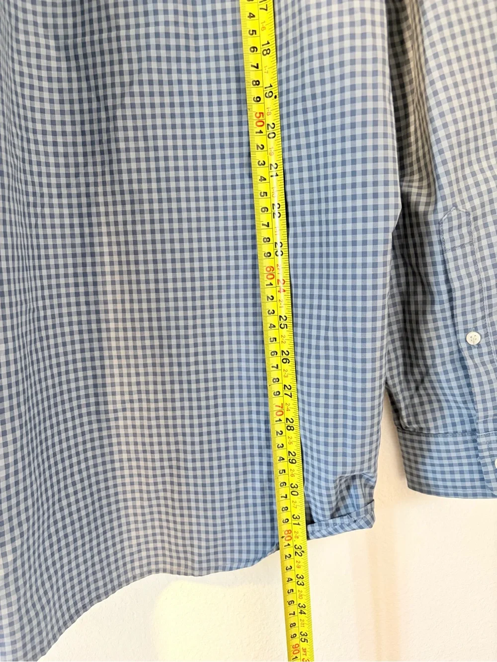 Eddie Bauer Men TL Wrinkle Free Relaxed Fit Long Sleeve Gingham Shirt Blue